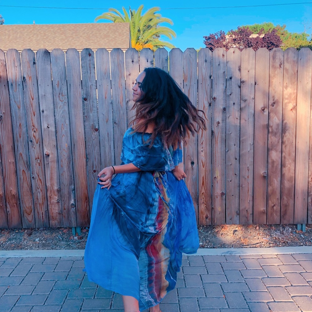 Raquel Allegra Silk Tie Dye Dress
